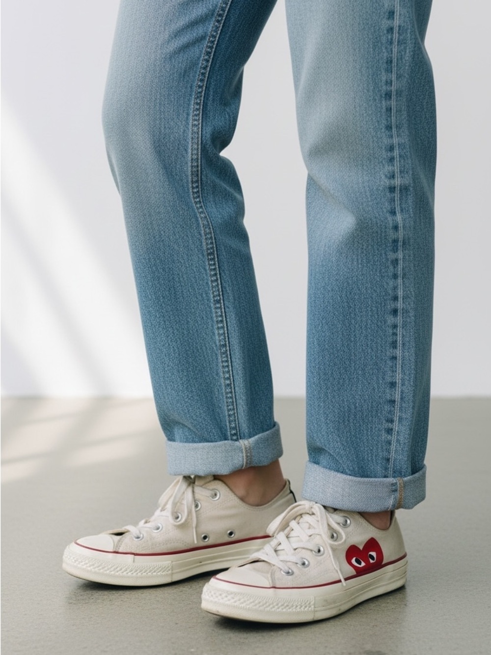 Comme des Garcons PLAY x Converse Chuck Taylor Off-White Sneakers Red Heart 6